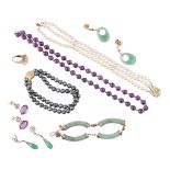 A collection of gem set jewellery