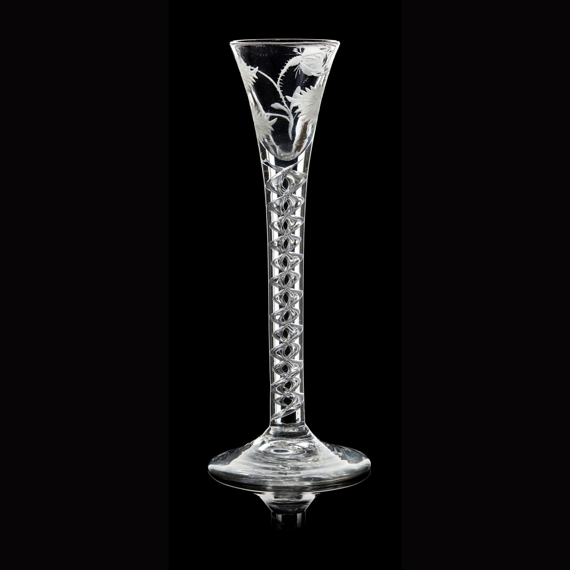 A RARE JACOBITE CORDIAL GLASS 18TH CENTURY - Image 2 of 2