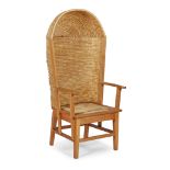 A WHITE OAK AND SEA GRASS HOODED ORKNEY CHAIR MODERN