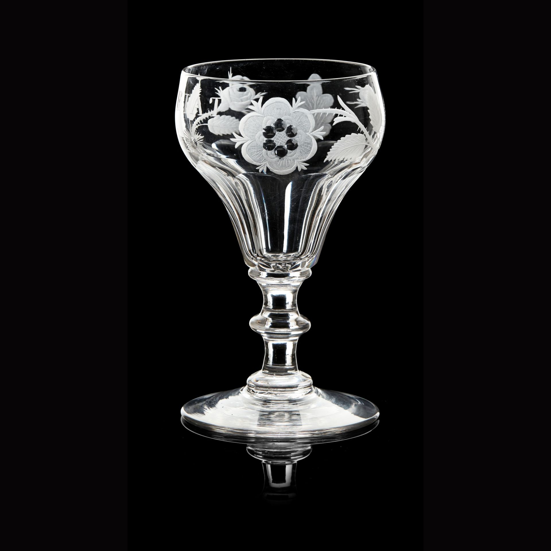 A RARE JACOBITE SYLLABUB GLASS 18TH CENTURY - Image 2 of 2