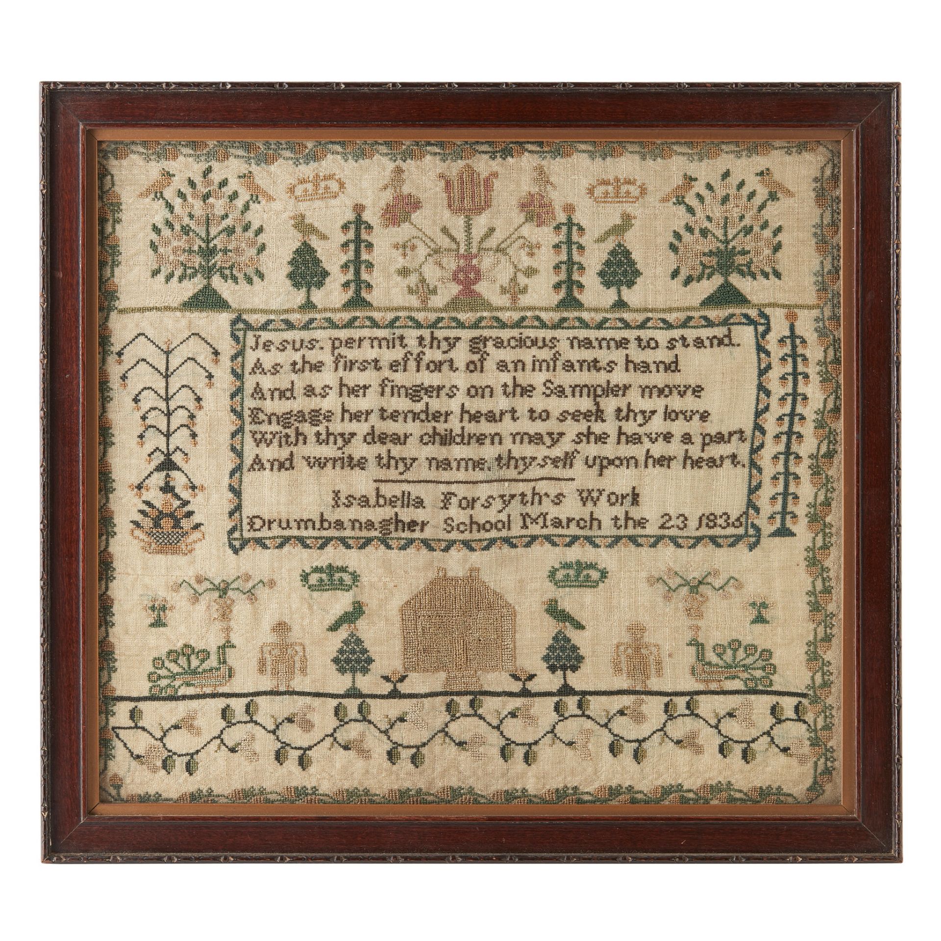 A NEEDLEWORK SAMPLER DATED 1836