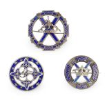 THREE SCOTTISH SILVER AND ENAMEL BROOCHES