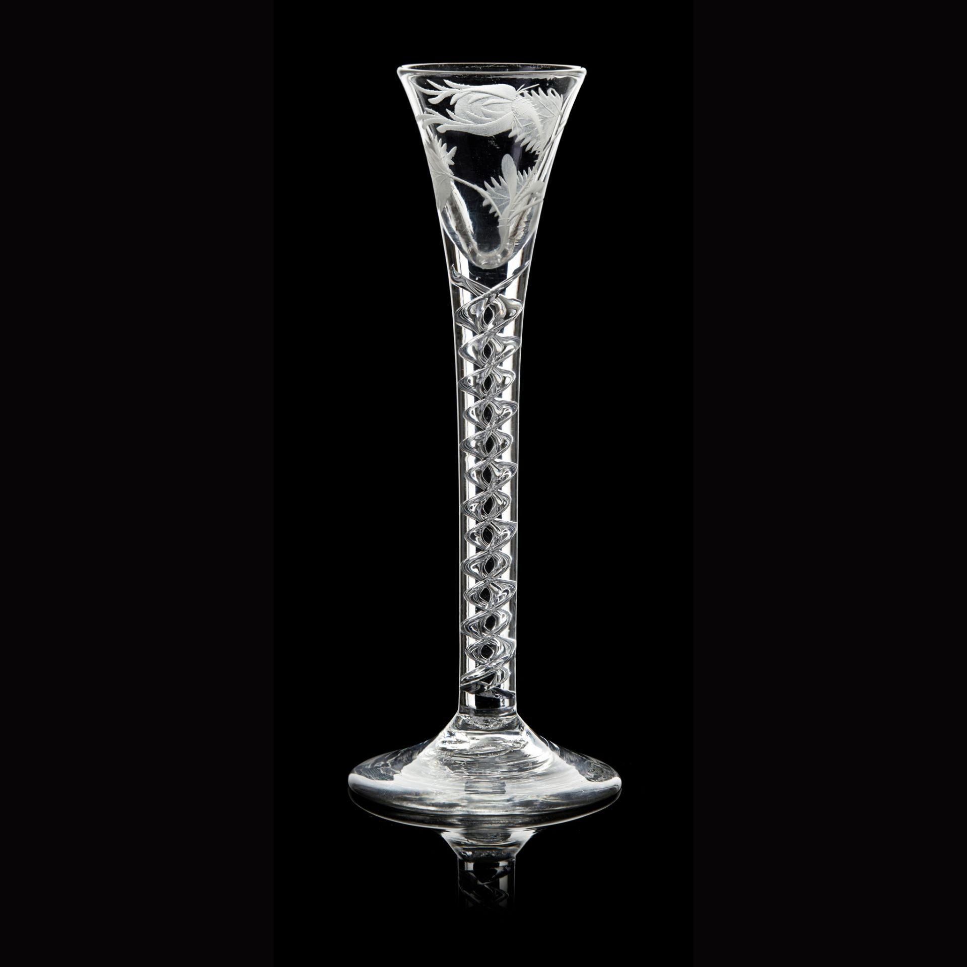 A RARE JACOBITE CORDIAL GLASS 18TH CENTURY