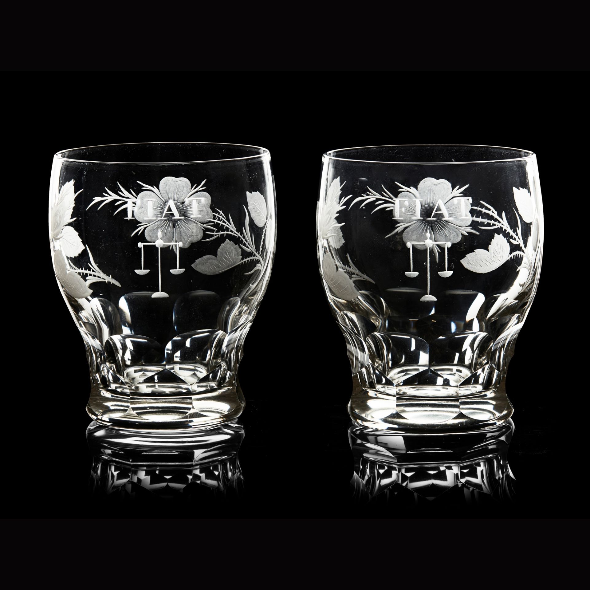 AN UNUSUAL PAIR OF JACOBITE GLASS TUMBLERS EARLY 19TH CENTURY - Image 2 of 2