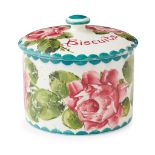 WEMYSS WARE 'CABBAGE ROSES' PATTERN BISCUIT BARREL AND COVER, EARLY 20TH CENTURY