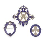 THREE ENAMELLED BROOCHES