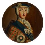 A REVERSE PAINTED ON GLASS PORTRAIT OF PRINCE CHARLES EDWARD STUART 18TH CENTURY