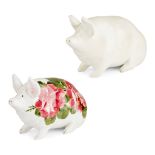 A SMALL WEMYSS WARE MONEYBOX PIG, FOR PLICHTA, LONDON 'CABBAGE ROSES' PATTERN, POST 1930