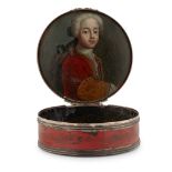 A RARE CONTINENTAL SILVER AND ENAMEL HIDDEN PORTRAIT SNUFF BOX