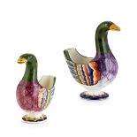 TWO WEMYSS WARE GEESE FLOWER HOLDERS EARLY 20TH CENTURY