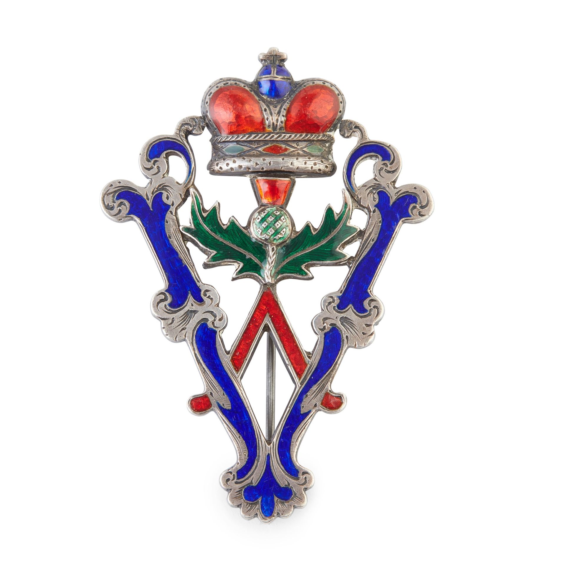 A LATE 19TH CENTURY ENAMEL SCOTTISH BROOCH