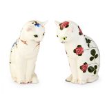 TWO WEMYSS WARE CATS, FOR PLICHTA, LONDON 'CORNFLOWER' AND 'CLOVER' PATTERNS, POST 1930