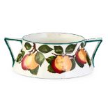 A WEMYSS WARE TWIN-HANDLED SHALLOW BOWL 'APPLES' PATTERN, CIRCA 1900