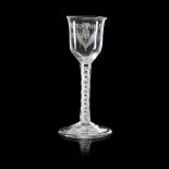 A RARE 'SUCCESS TO THE SOCIETY' JACOBITE WINE GLASS 18TH CENTURY