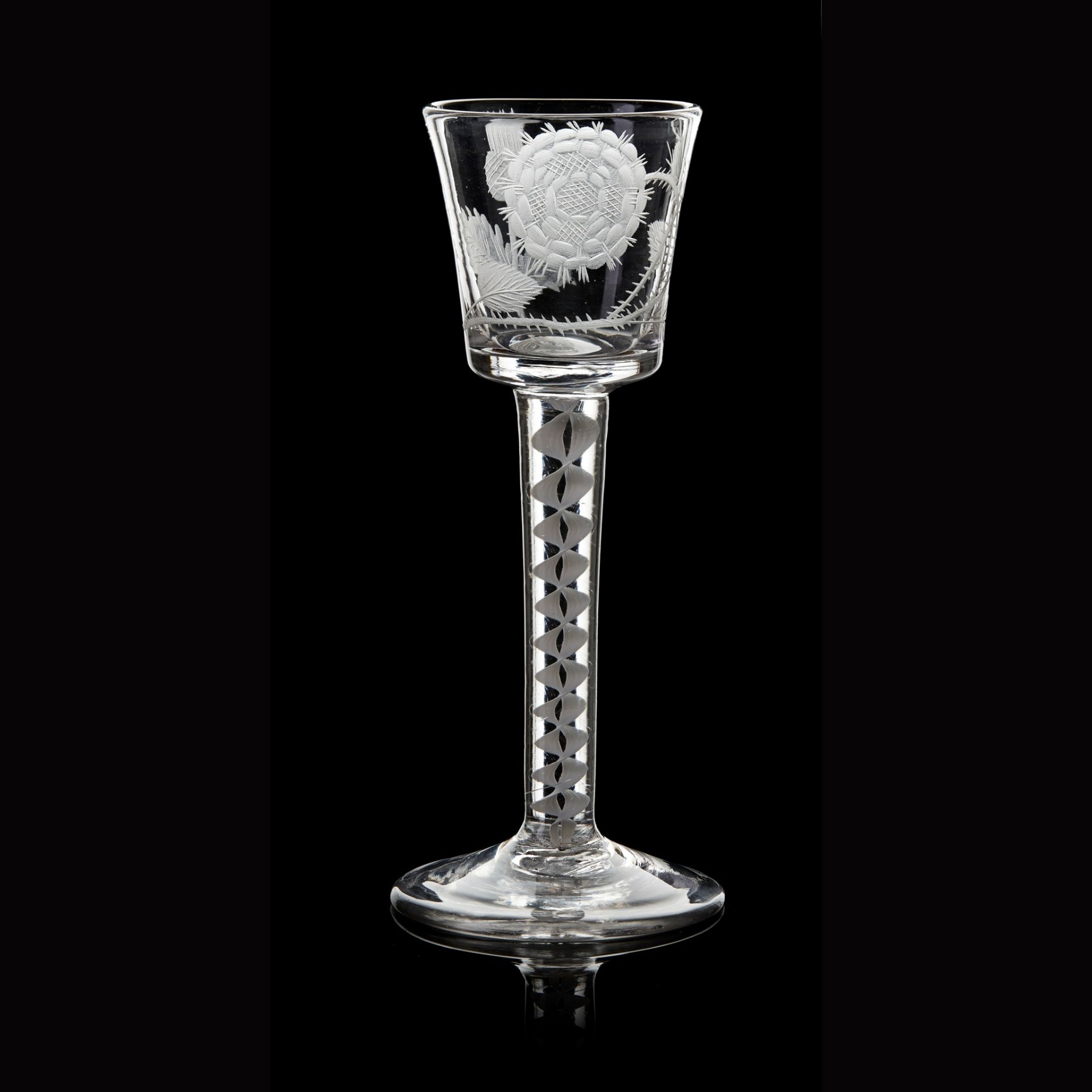A FINE JACOBITE WINE GLASS 18TH CENTURY
