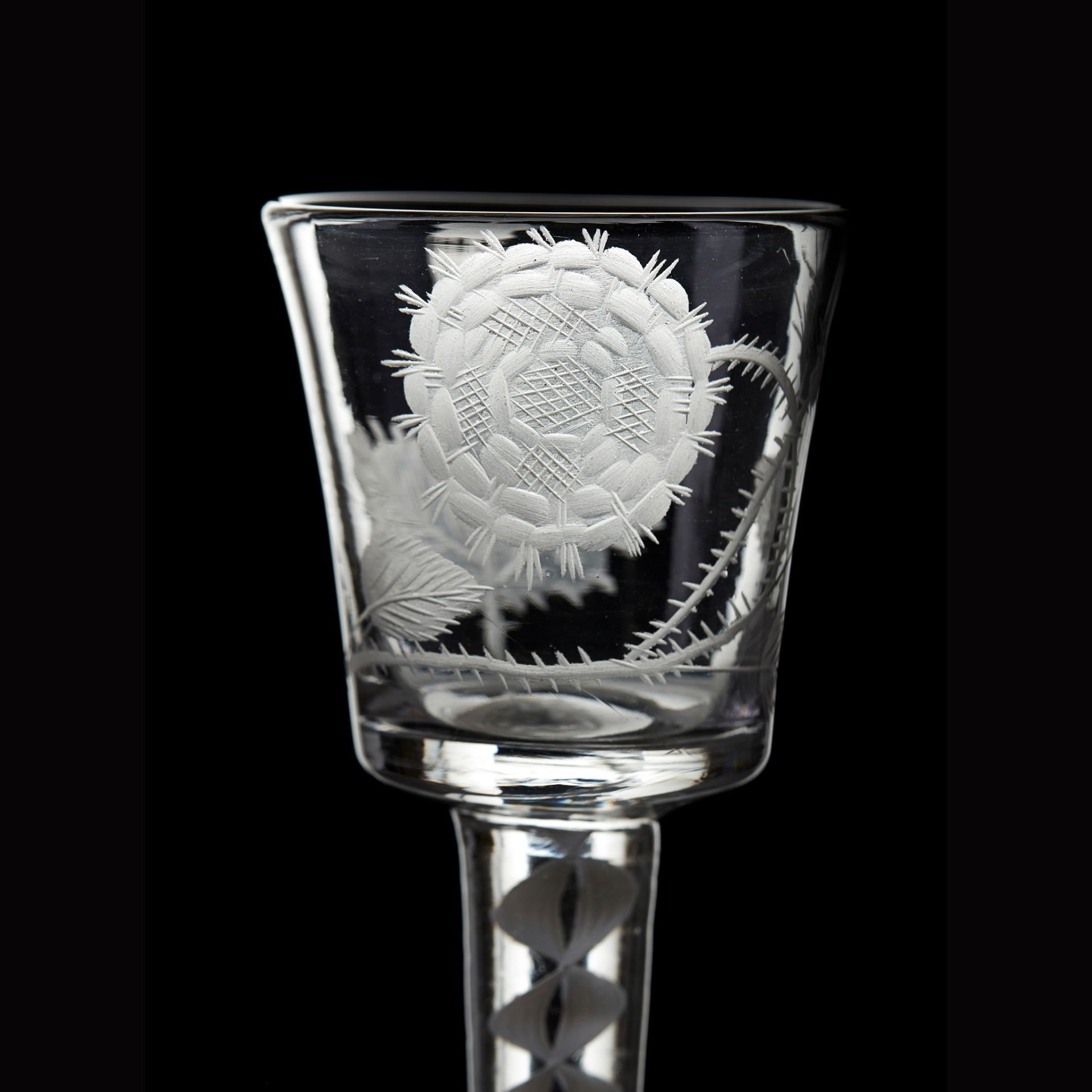 A FINE JACOBITE WINE GLASS 18TH CENTURY - Image 3 of 3