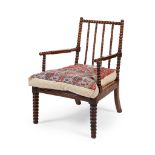 A SCOTTISH SIMULATED ROSEWOOD BOBBIN-TURNED ARMCHAIR MID-19TH CENTURY