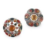 TWO AGATE AND PASTE SET BROOCHES