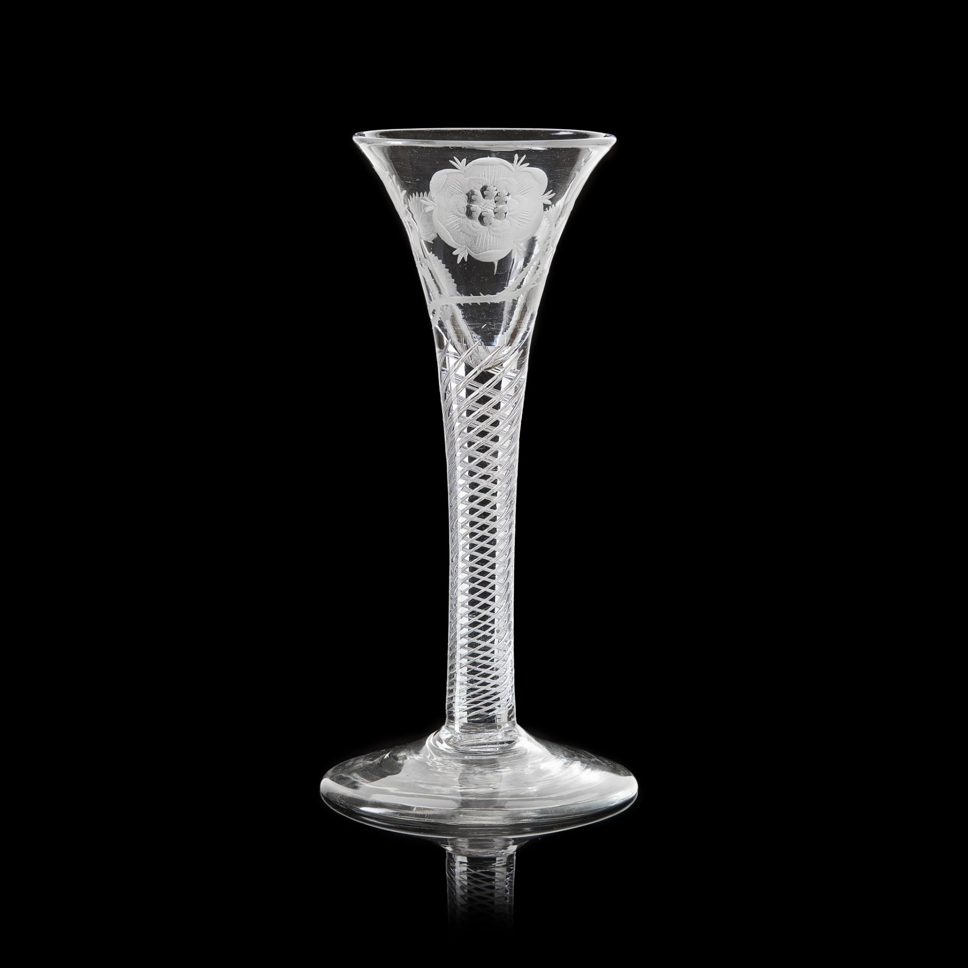 A JACOBITE WINE GLASS 18TH CENTURY