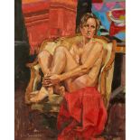 § JACK MORROCCO (SCOTTISH B.1953) NUDE ON A LOUIS CHAIR