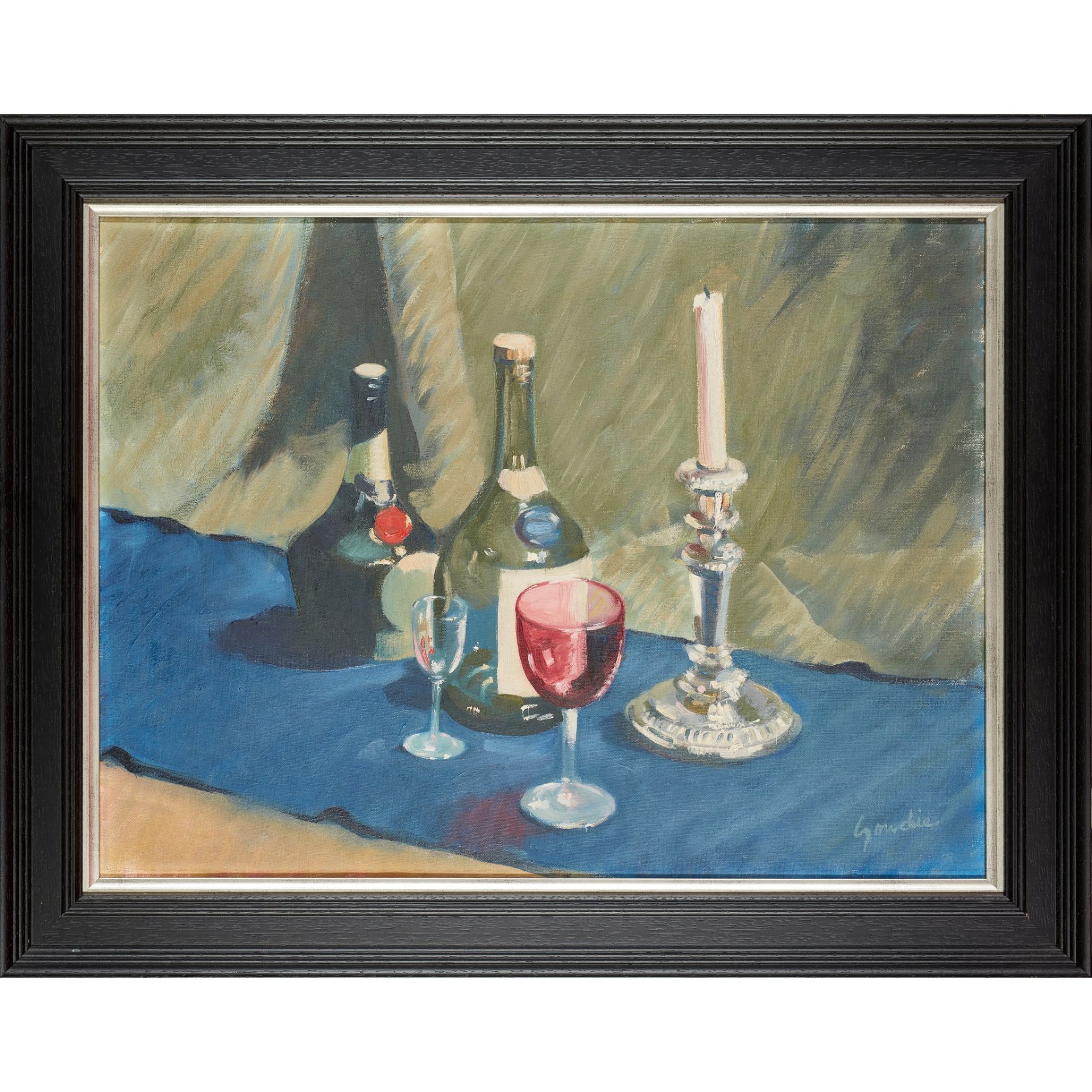 § ALEXANDER GOUDIE (SCOTTISH 1933-2004) STILL-LIFE: WINE AND CANDLESTICK - Bild 2 aus 3