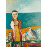 § JOHN BELLANY C.B.E., R.A. (SCOTTISH 1942-2013) GIRL WITH SEAGULL