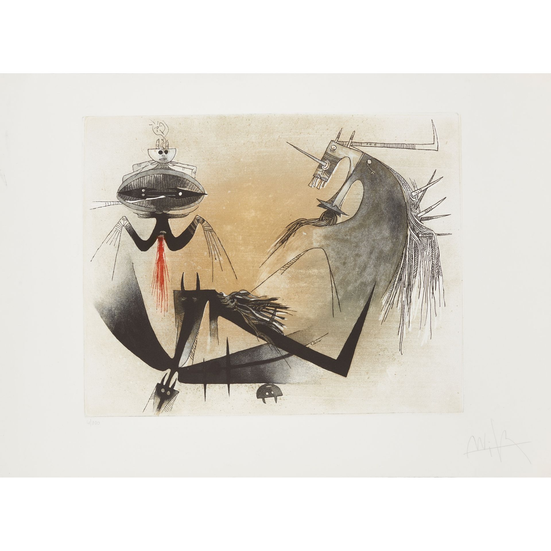 WILFREDO LAM (CUBAN 1902-1982) TROIS PERSONNAGES