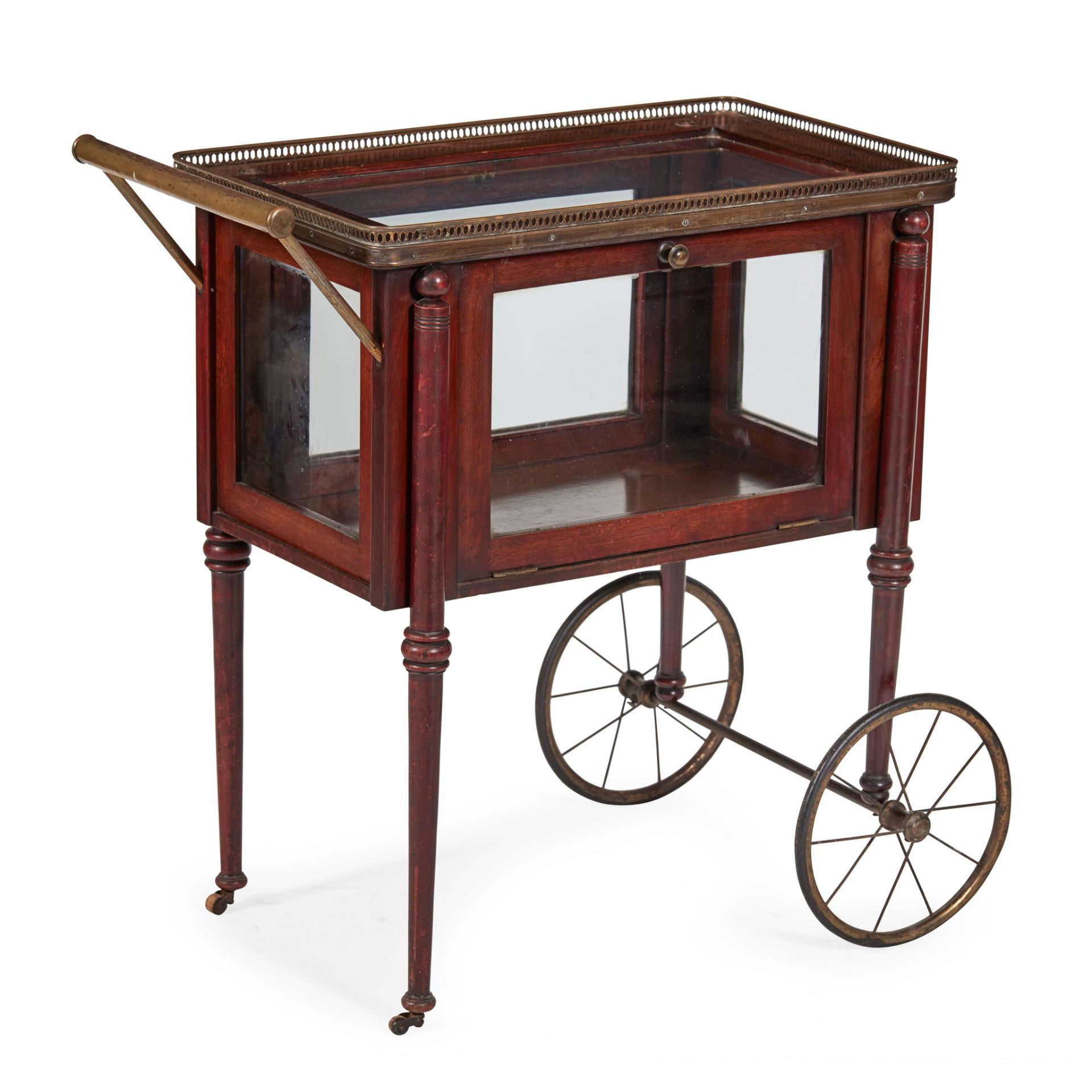 LATE VICTORIAN MAHOGANY AND BRASS TEA TROLLEY LATE 19TH CENTURY