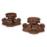 PAIR OF ITALIAN WALNUT PEDESTAL BASES 19TH CENTURY