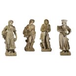 SET OF COMPOSITION STONE FIGURES EMBLEMATIC OF THE SEASONS 20TH CENTURY