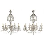 PAIR OF CUT GLASS SIX LIGHT CHANDELIERS