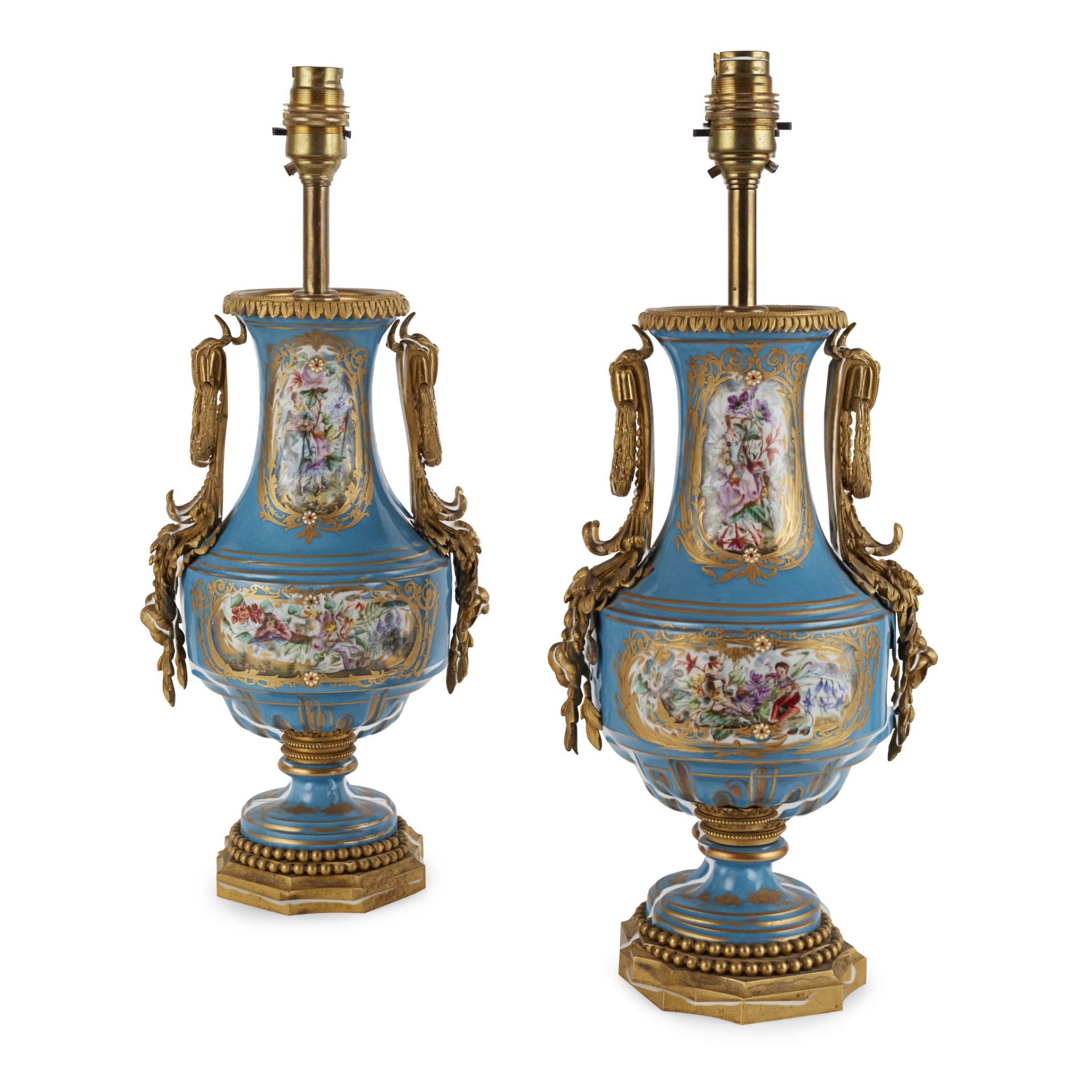 PAIR OF SÈVRES STYLE PORCELAIN LAMPS 19TH CENTURY