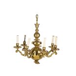 DUTCH STYLE BRASS SIX-LIGHT CHANDELIER MODERN