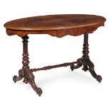 IRISH VICTORIAN WALNUT LOO TABLE, BY JONES & CO., DUBLIN 19TH CENTURY