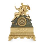 FRENCH RESTORATION GILT AND PATINATED BRONZE MANTEL CLOCK 19TH CENTURY