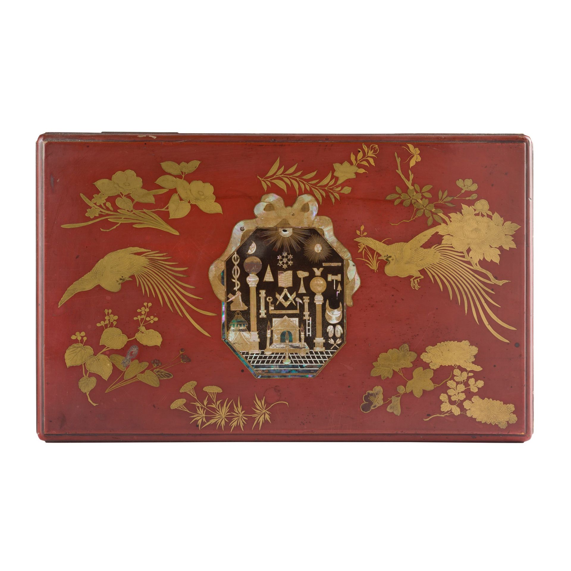 MASONIC INTEREST: JAPANESE RED LACQUER BOX 19TH CENTURY - Bild 2 aus 2