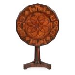 EARLY VICTORIAN WALNUT AND FRUITWOOD PARQUETRY TABLE MID 19TH CENTURY