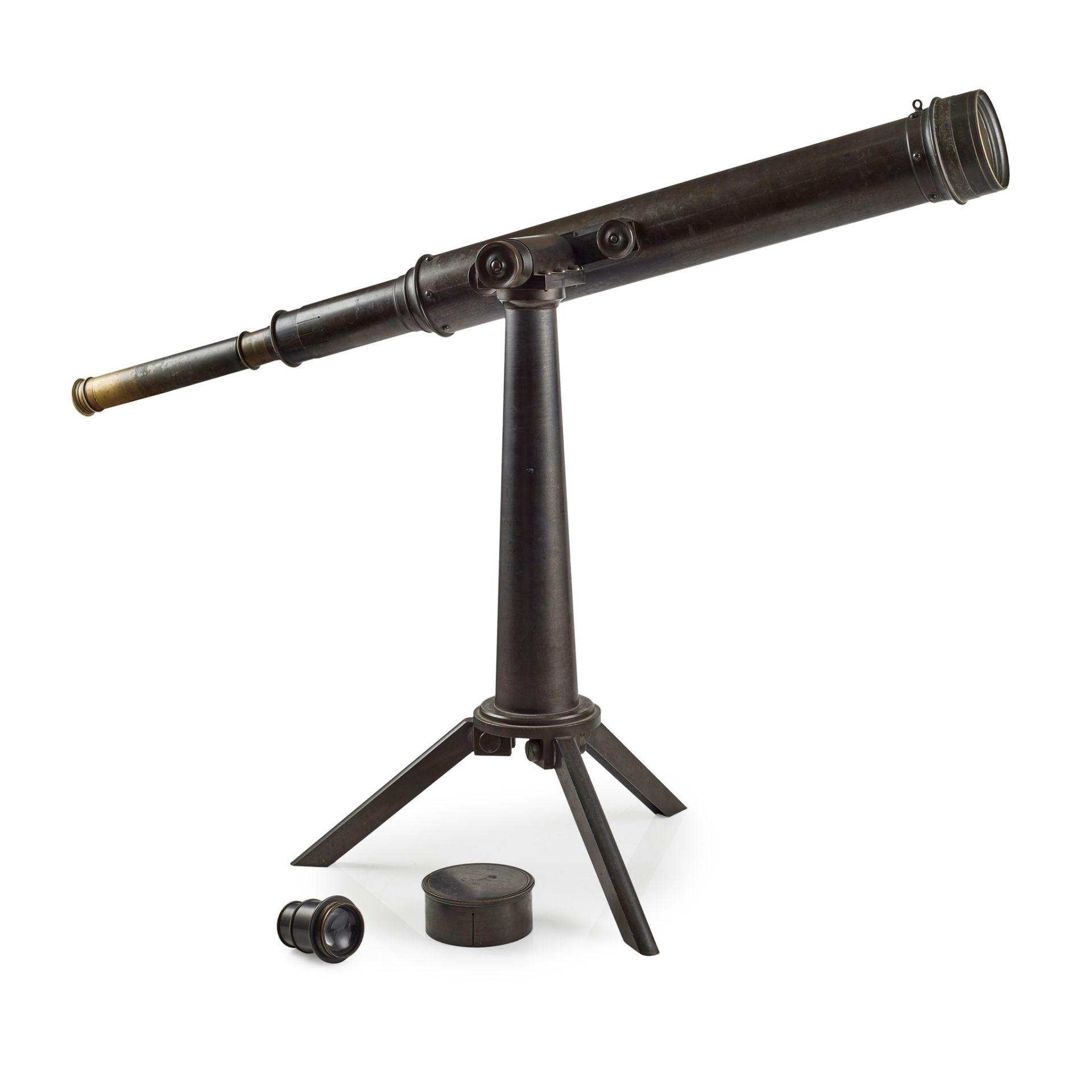 3 -INCH REFRACTING PATINATED BRASS TELESCOPE AND STAND J. H. DALLMEYER, LONDON