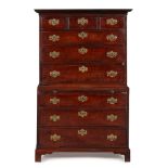 GEORGE III MAHOGANY CHEST-ON-CHEST MID 18TH CENTURY