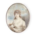 Y CHARLES BESTLAND (1780-1837), PORTRAIT MINIATURE OF A LADY LATE 18TH CENTURY