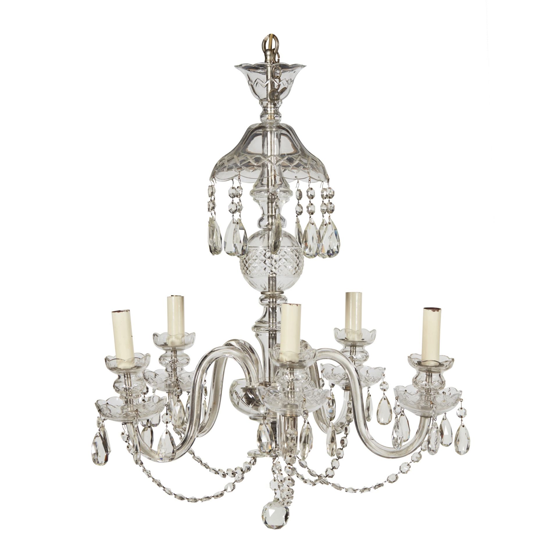 PAIR OF CUT GLASS SIX LIGHT CHANDELIERS - Bild 3 aus 3