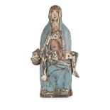 HISPANO-COLONIAL CARVED AND POLYCHROME FIGURE GROUP OF THE PIETA EARLY 19TH CENTURY