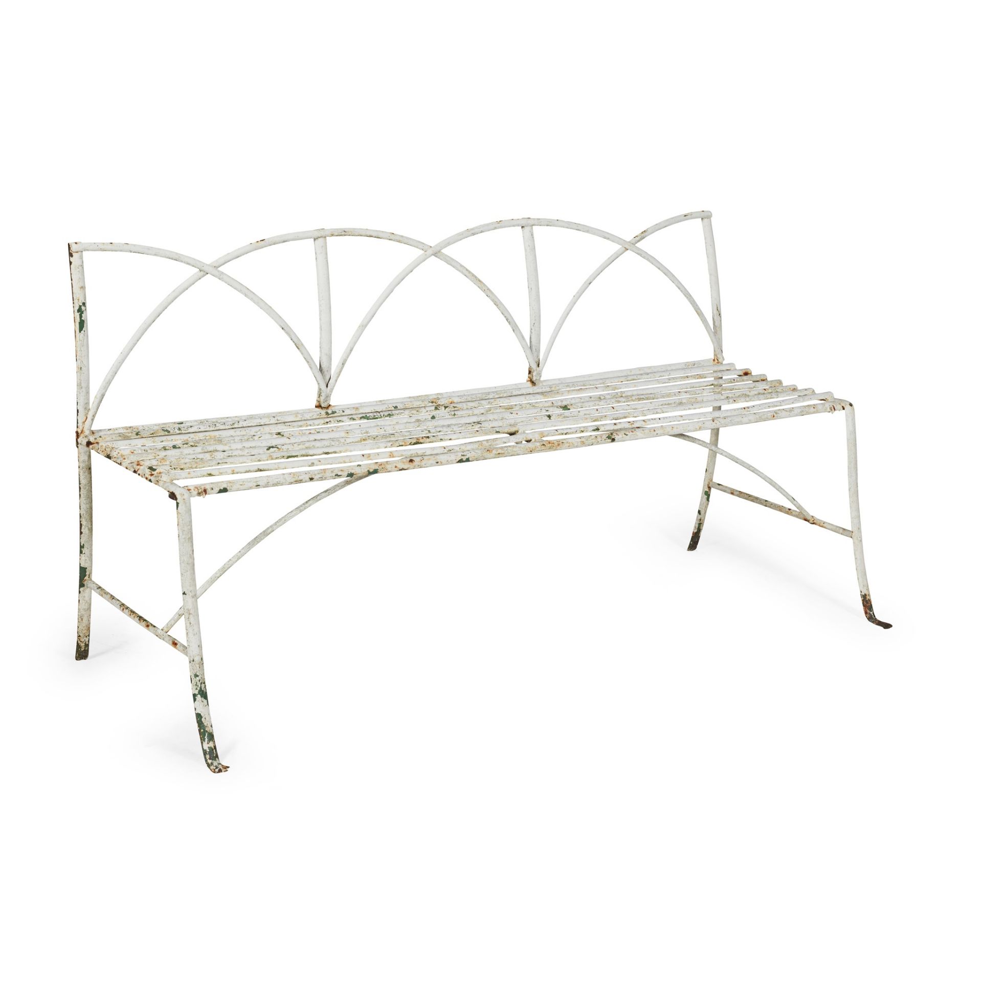 REGENCY PAINTED WROUGHT IRON GARDEN BENCH 19TH CENTURY