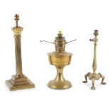 THREE BRASS LAMPS LATE 19TH/ EARLY 20TH CENTURY