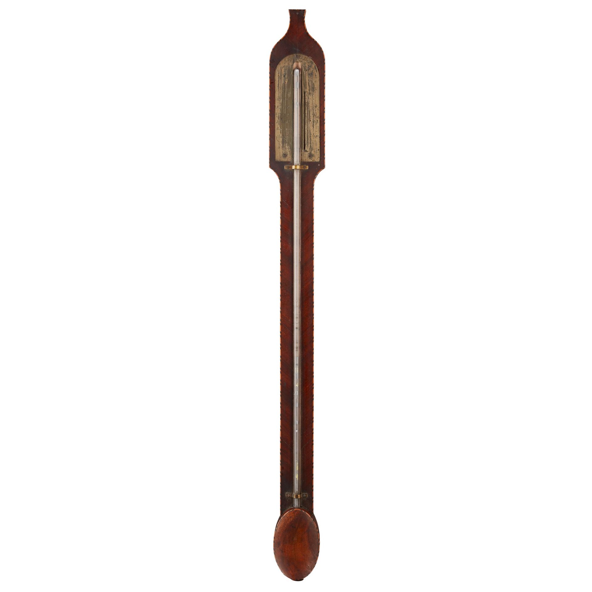 SCOTTISH GEORGE III MAHOGANY STICK BAROMETER, BY BALTHAZAR KNIE, EDINBURGH LATE 18TH/ EARLY 19TH