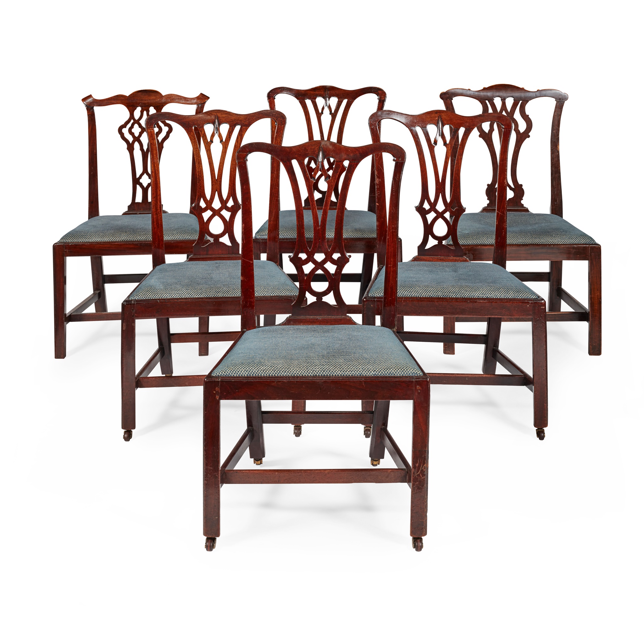 MATCHED SET OF SIX GEORGE III MAHOGANY DINING CHAIRS 18TH CENTURY