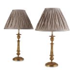 PAIR OF FRENCH GILT METAL LAMPS 19TH CENTURY