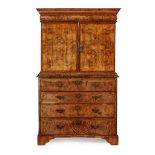 GEORGE I BURR WALNUT AND MARQUETRY SECRETAIRE CABINET-ON-CHEST EARLY 18TH CENTURY