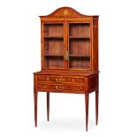 EDWARDIAN MAHOGANY AND SATINWOOD INLAID BOOKCASE EARLY 20TH CENTURY