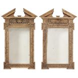 PAIR OF GEORGE II STYLE CARVED PINE PIER MIRRORS LATE 20TH CENTURY